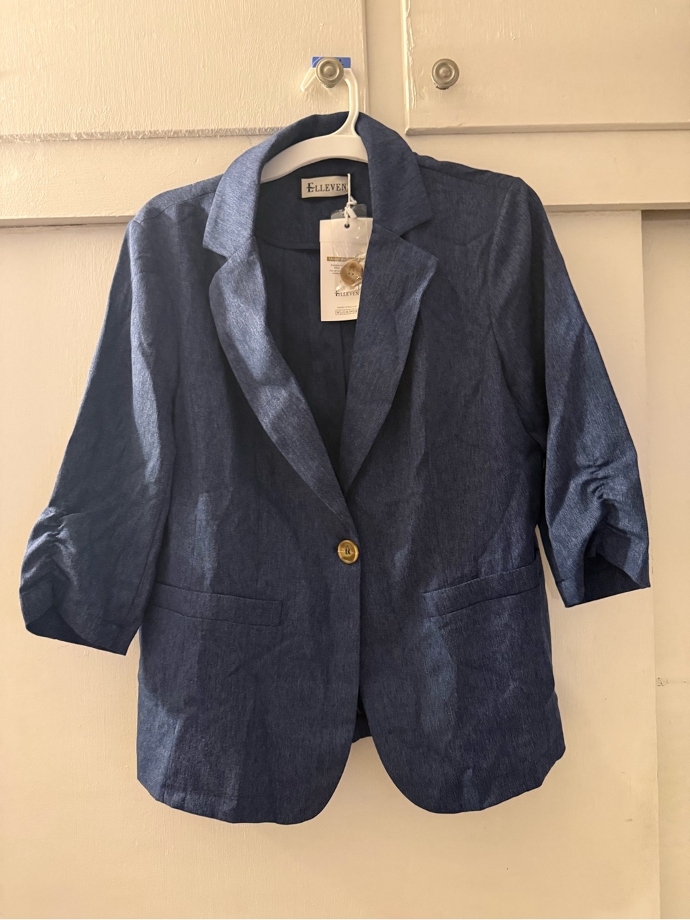 Elleven Navy Single-Button Linen Blend Blazer